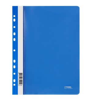 Папка-скоросшиватель перфорированный А4, 180мкм, пластик., синяя с прозр. верхом (Стамм)