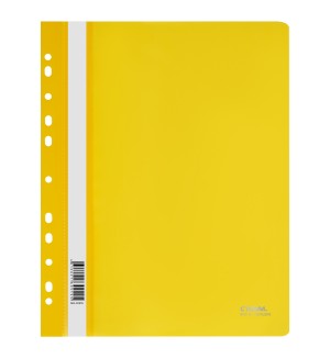 Папка-скоросшиватель перфорированный А4, 180мкм, пластик., желтая с прозр. верхом (Стамм)