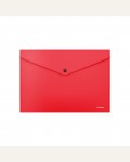 Папка-конверт на кнопке А4, 140мкм, пластик., непрозрачный, красный 
