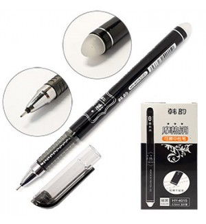 Ручка пиши-стирай гелевая черная, 0,5мм, колпачок с силиконовым ластиком (KWELT)