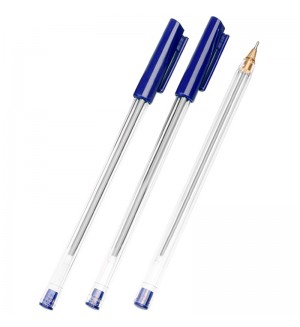 Ручка шариковая синяя, 0,7мм, прозрачный корпус 
