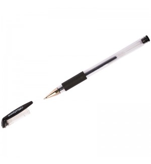 Ручка гелевая черная, 0,5мм, грип (OfficeSpace)