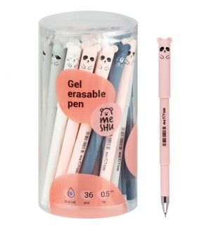 Ручка пиши-стирай гелевая синяя, 0,5мм "Cutes", софт-тач, корпус ассорти (MESHU)