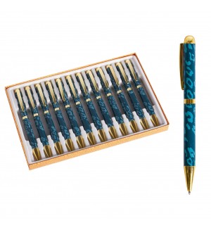 Подарочная ручка шариковая синяя, 1,0мм, поворотный металлический корпус, ассорти (Alingar)