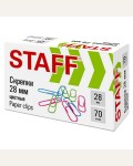 Скрепки 28мм, 70 штук, цветные (STAFF)