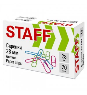 Скрепки 28мм, 70 штук, цветные (STAFF)