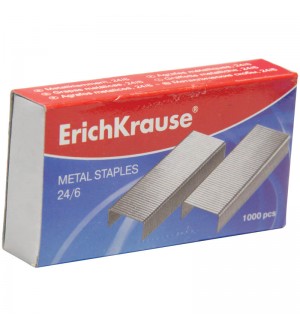 Скобы для степлера №24/6, 1000 штук, никелированные (Erich Krause)