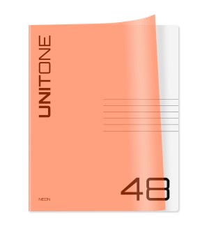 Тетрадь 48 листов, А5, клетка "UniTone. Neon", пластиковая обложка, неон оранжевый (BG)