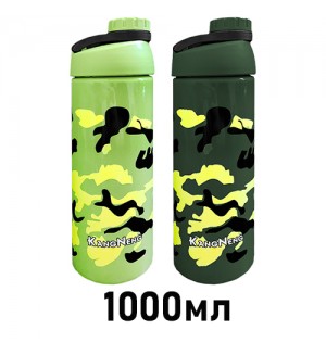 Бутылка для воды 1000мл, пластик, ассорти 