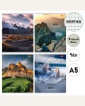 Тетрадь 96 листов, А5, клетка, мелованный картон 