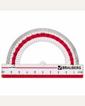 Транспортир 10см, 180°, пластиковый, с выделенной шкалой 