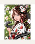 Картина по номерам 30*40см "Девушка с черной змеей", картон