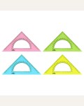 Треугольник 45°, 16см, пластиковый, с транспортиром, прозрачный, неоновые цвета, ассорти (Стамм)