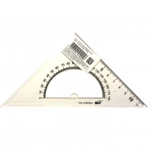 Треугольник 45°, 11см пластик, с транспортиром, прозрачный (Пчелка)